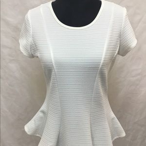Byer IZ Cream Cap-Sleeve, Flounce Pique Top Sz M